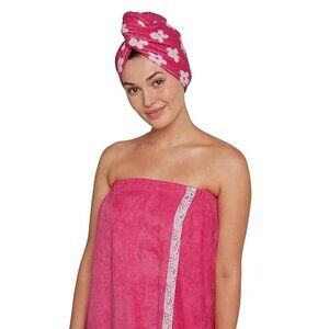 Bath Wrap & Turbie Twist Combo Set Pink Flower S14298